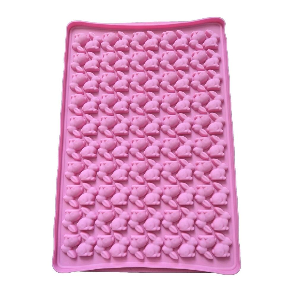 Bunny Rabbit Gummy Chocolate Candy Molds 100 Cavity Silicone Mold Easter Pink